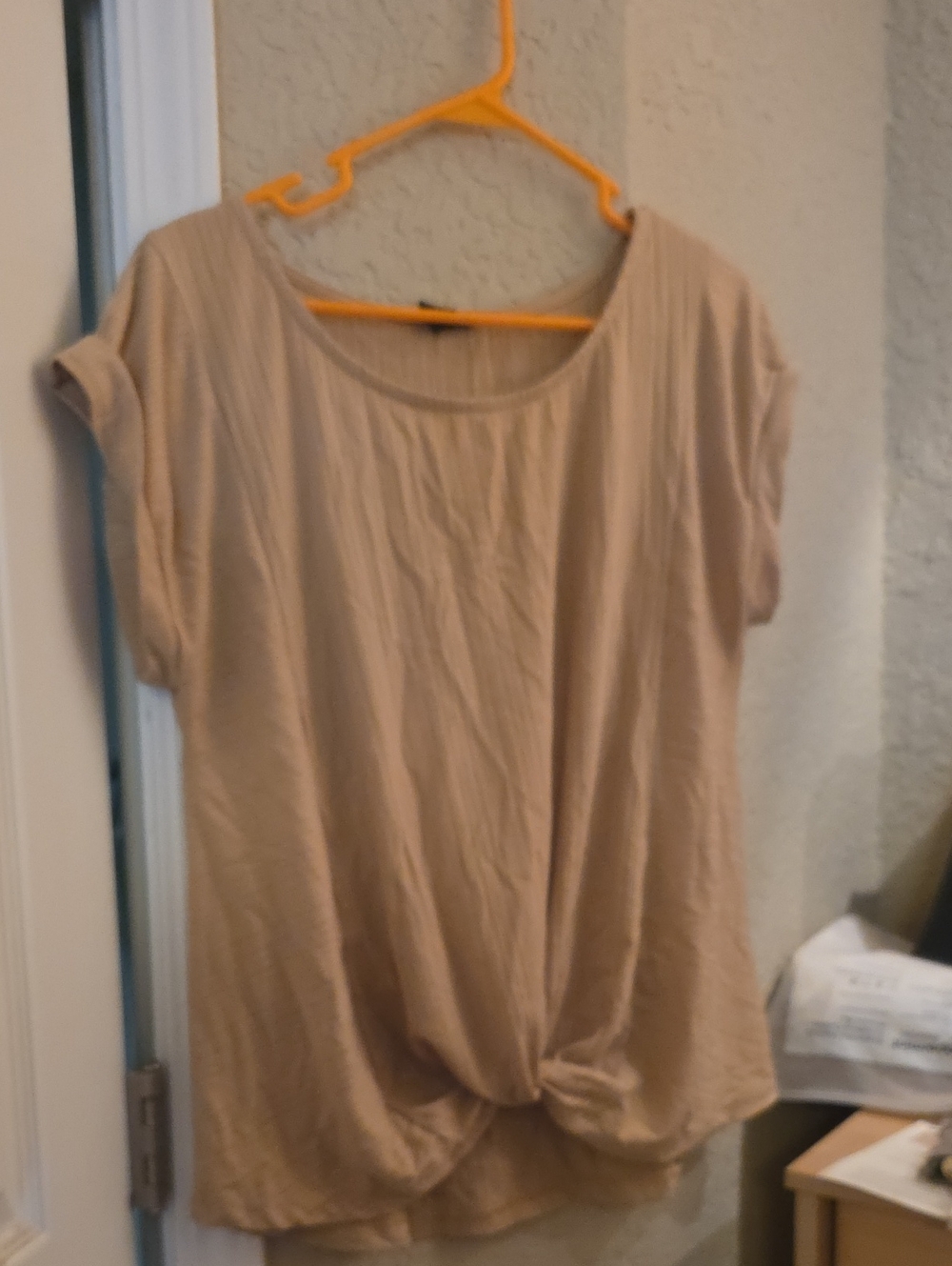W5 Tan Short Sleeve Twist-Front Tee